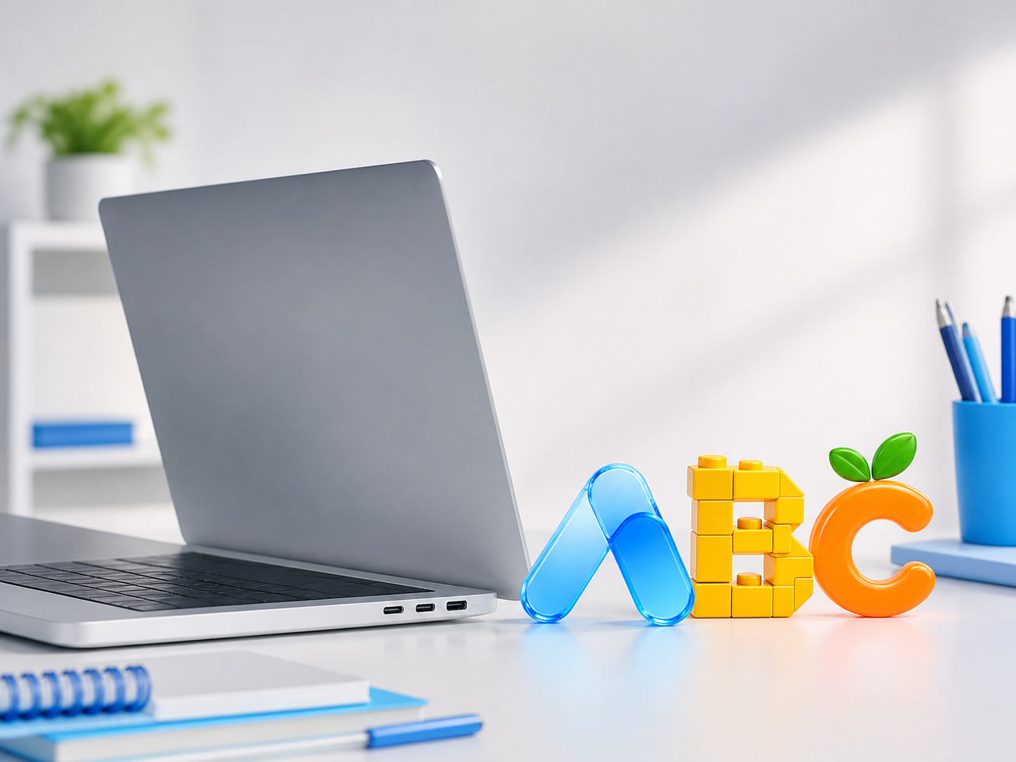 노트북 옆에 놓인 AI Builders Club 로고